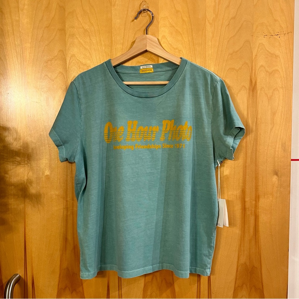 MOTHER Light Blue Graphic Tee “1 Hour Photo” NWT